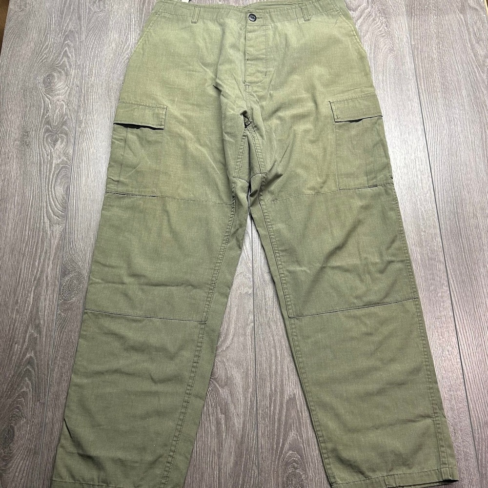 Vintage Olive Green Ripstop Cargo Pants Mens Large Regular Military Utility Taps
